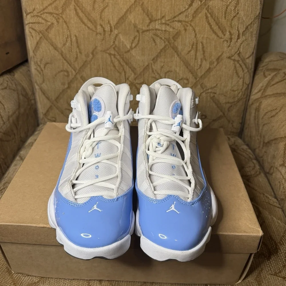 Nike Air Jordan 6 Rings UNC White Blue Ice CW7037-10 Men's Size 8.5 Sneakers